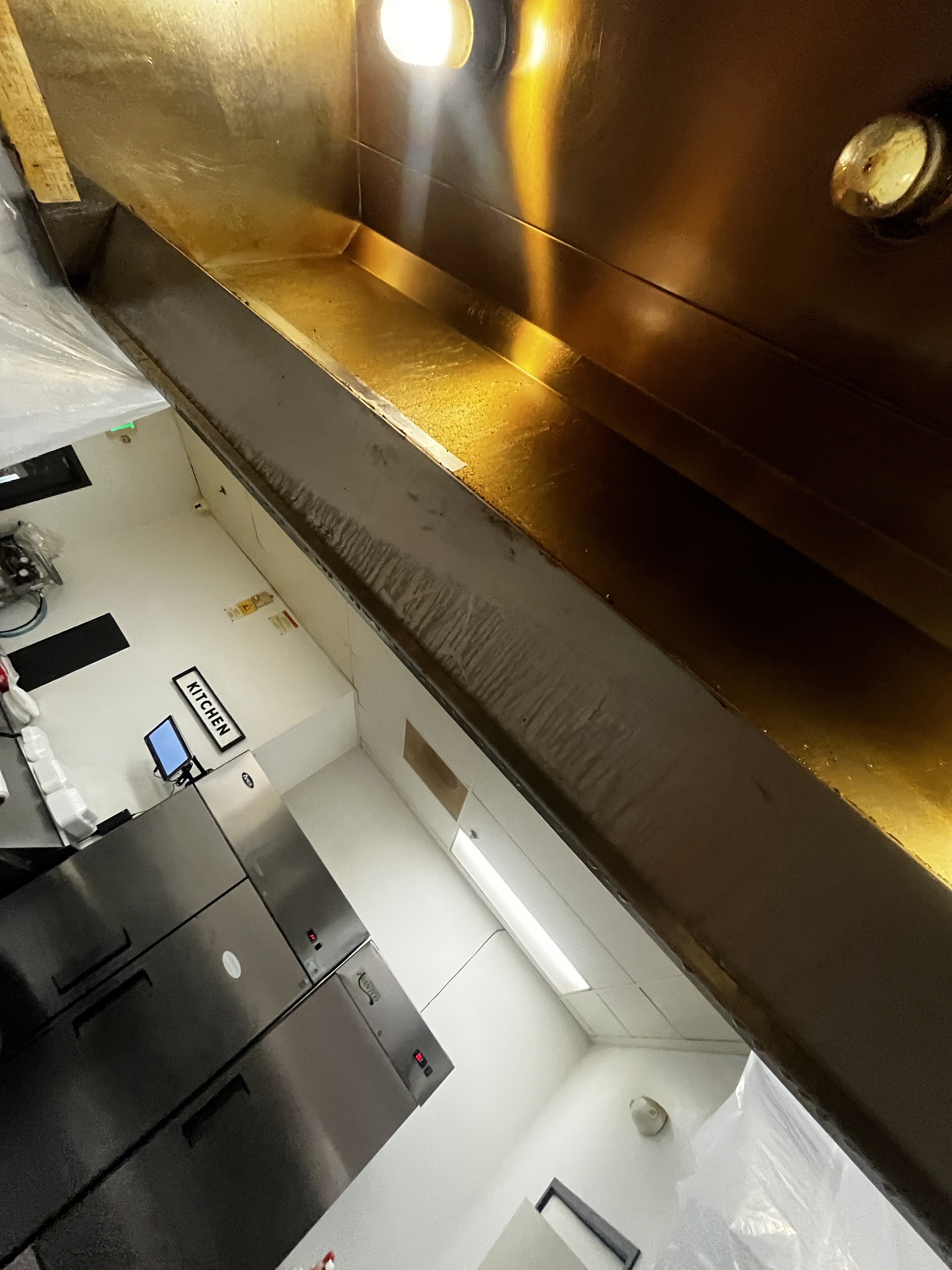 Exhaust fan before cleaning - covered with grease